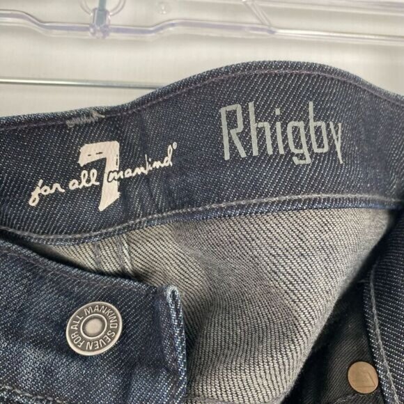 7 For All Mankind Men's Blue Jeans Size 33 Blue Rhigby Stretch.Buttons USA - Picture 2 of 12